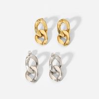 Simple 14k Gold Stainless Steel Hollow Chain Plain Cropped Earrings main image 6