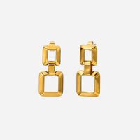 Vintage Hollow Chain Square 18k Gold Stainless Steel Earrings main image 6