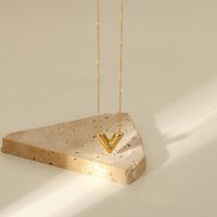 18k Gold-plated Stainless Steel V-shaped Inlaid Zirconium Pendant Necklace main image 1