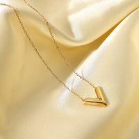 18k Gold-plated Stainless Steel V-shaped Inlaid Zirconium Pendant Necklace main image 5