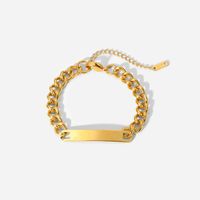 Cuban Stainless Steel Gold-plated Ladies Men's Hip-hop Id Bracelet Jewelry main image 2