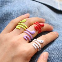New Snake Opening Adjustable Hip-hop Geometric Copper Oil Drip Ring main image 4