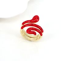 New Snake Opening Adjustable Hip-hop Geometric Copper Oil Drip Ring main image 6