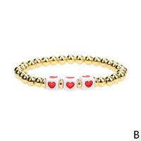 Retro Geometric Heart Shaped Drip Oil Gold Bead Copper Gold-plated Elastic Bracelet main image 6