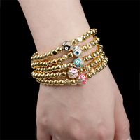 Jewelry Color Dripping Oil Devil's Diamond Simple Copper Gold-plated Bead Bracelet main image 1