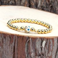Jewelry Color Dripping Oil Devil's Diamond Simple Copper Gold-plated Bead Bracelet main image 3