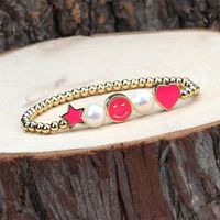 Fashion Color Five-pointed Star Heart-shaped Oil Drip Copper Bracelet Simple main image 4