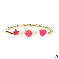 Fashion Color Five-pointed Star Heart-shaped Oil Drip Copper Bracelet Simple main image 5