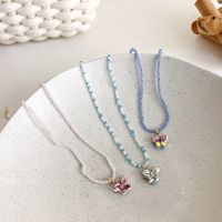 Fashion Color Ceramic Beaded Butterfly Contrast Color Splicing Crystal Beaded Necklace main image 1