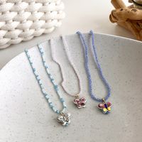 Fashion Color Ceramic Beaded Butterfly Contrast Color Splicing Crystal Beaded Necklace main image 3