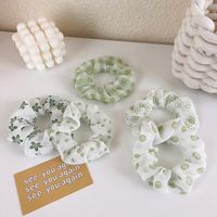 Fashion Green Hair Rope Plaid Polka Dot Flower Hair Scrunchies main image 1