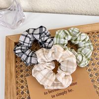 Korean Plaid Hair Scrunchies Retro Flower Hair Rope Ponytail Headdress main image 1