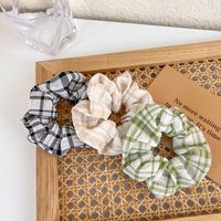 Korean Plaid Hair Scrunchies Retro Flower Hair Rope Ponytail Headdress main image 3