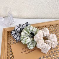 Korean Plaid Hair Scrunchies Retro Flower Hair Rope Ponytail Headdress main image 5