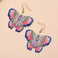 Printed New Fashion Exaggerated Butterfly Dripping Oil Flower Copper Earrings main image 4