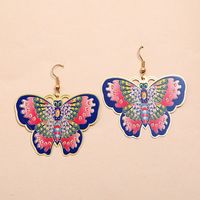 Printed New Fashion Exaggerated Butterfly Dripping Oil Flower Copper Earrings main image 5