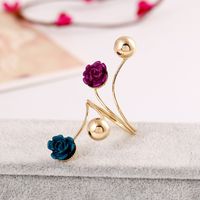 Rose Flower Ring Fashion Gold Bean Ceramic Flower Spring Alloy Ring main image 3