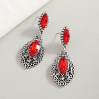 Fashion Contrast Color Inlaid Diamond Red Crystal Drop Earrings Wholesale main image 3