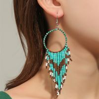 Fashion Retro Bohemian Ethnic Long Tassel Alloy Earrings main image 1