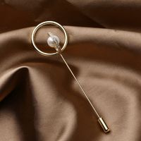 Fashion Simple Double Ring Copper Inlaid Pearl Brooch main image 2