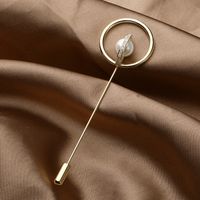 Fashion Simple Double Ring Copper Inlaid Pearl Brooch main image 3