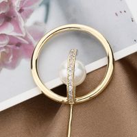 Fashion Simple Double Ring Copper Inlaid Pearl Brooch main image 5
