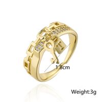Fashion Copper Plated 18k Gold Chain Key Lock Geometric Open Ring Female main image 5