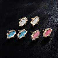 Fashion Oil-dropping Palm Copper-plated 18k Gold Micro-inlaid Zircon Stud Copper Earrings main image 3
