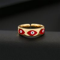 Retro Copper Plated Real Gold Dripping Oil Devil's Eye Open Ring main image 3