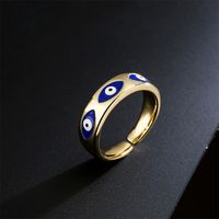 Retro Copper Plated Real Gold Dripping Oil Devil's Eye Open Ring main image 4