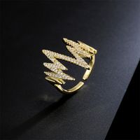 Fashion Copper Micro-encrusted Zircon Jewelry Electrocardiogram Open Ring main image 1