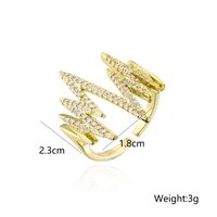Fashion Copper Micro-encrusted Zircon Jewelry Electrocardiogram Open Ring main image 5