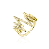 Fashion Copper Micro-encrusted Zircon Jewelry Electrocardiogram Open Ring main image 6