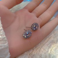 Fashion Inlaid Diamond Oval Earring Simple Alloy Ear Studs main image 3