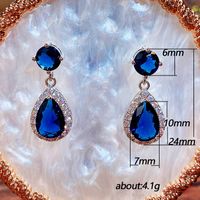 Fashion Water Drop Aaa Zircon Copper Inlaid Diamond Emeral Earrings main image 6