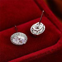 Boucles D'oreilles Ovales En Cuivre Avec Diamant Et Zircon Oeuf De Pigeon Simples Bijoux D'oreille Féminine main image 5