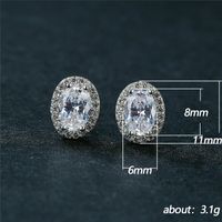 Boucles D'oreilles Ovales En Cuivre Avec Diamant Et Zircon Oeuf De Pigeon Simples Bijoux D'oreille Féminine main image 6