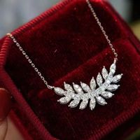 Simple New Feather Copper Plated White Gold Horse Eye Zircon Necklace main image 1