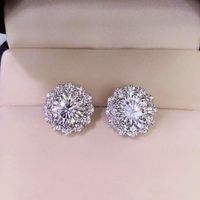 Fashion Zircon Sunflower Stud Diamond Creative Fashion Women's Copper Earrings main image 4