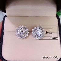 Fashion Zircon Sunflower Stud Diamond Creative Fashion Women's Copper Earrings main image 5