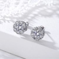 New Exquisite Full Diamond Flower Zircon Stud Earrings Copper Creative Female main image 5