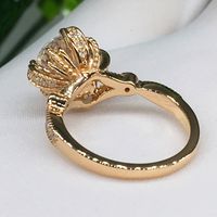 New Ladies Flower Ring Copper Gold-plated Inlaid Zircon Engagement Ring main image 5