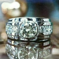 Fashion Engagement Ladies Full Diamond Inlaid Zircon Platinum Plated Copper Ring main image 2