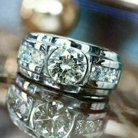 Fashion Engagement Ladies Full Diamond Inlaid Zircon Platinum Plated Copper Ring main image 3