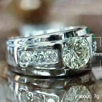 Fashion Engagement Ladies Full Diamond Inlaid Zircon Platinum Plated Copper Ring main image 6