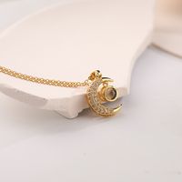 Fashion Moon Shaped Heart Sutra Pendant Copper Collarbone Chain Wholesale main image 1