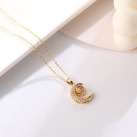 Fashion Moon Shaped Heart Sutra Pendant Copper Collarbone Chain Wholesale main image 3