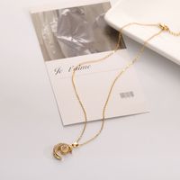 Fashion Moon Shaped Heart Sutra Pendant Copper Collarbone Chain Wholesale main image 4