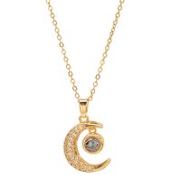 Fashion Moon Shaped Heart Sutra Pendant Copper Collarbone Chain Wholesale main image 6