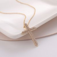 Fashion Jewelry Micro-inlaid Zircon Cross Shaped Pendant Necklace Wholesale main image 3